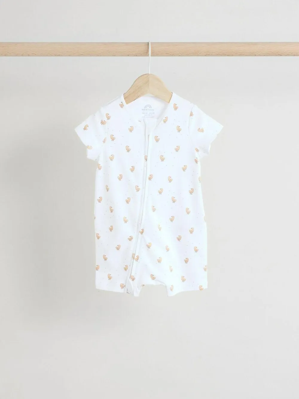 Next White 100% Cotton Two Way Zip Romper Sleepsuits 3 Pack (0mths-3yrs)^BOY Unisex|Nightwear