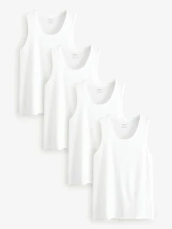 Next 100% Cotton Vests 4 Pack^ Nightwear|Underwear