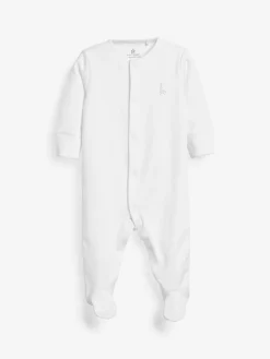 Best Next White 3 Pack 100% Cotton Baby Sleepsuits (0-18mths)