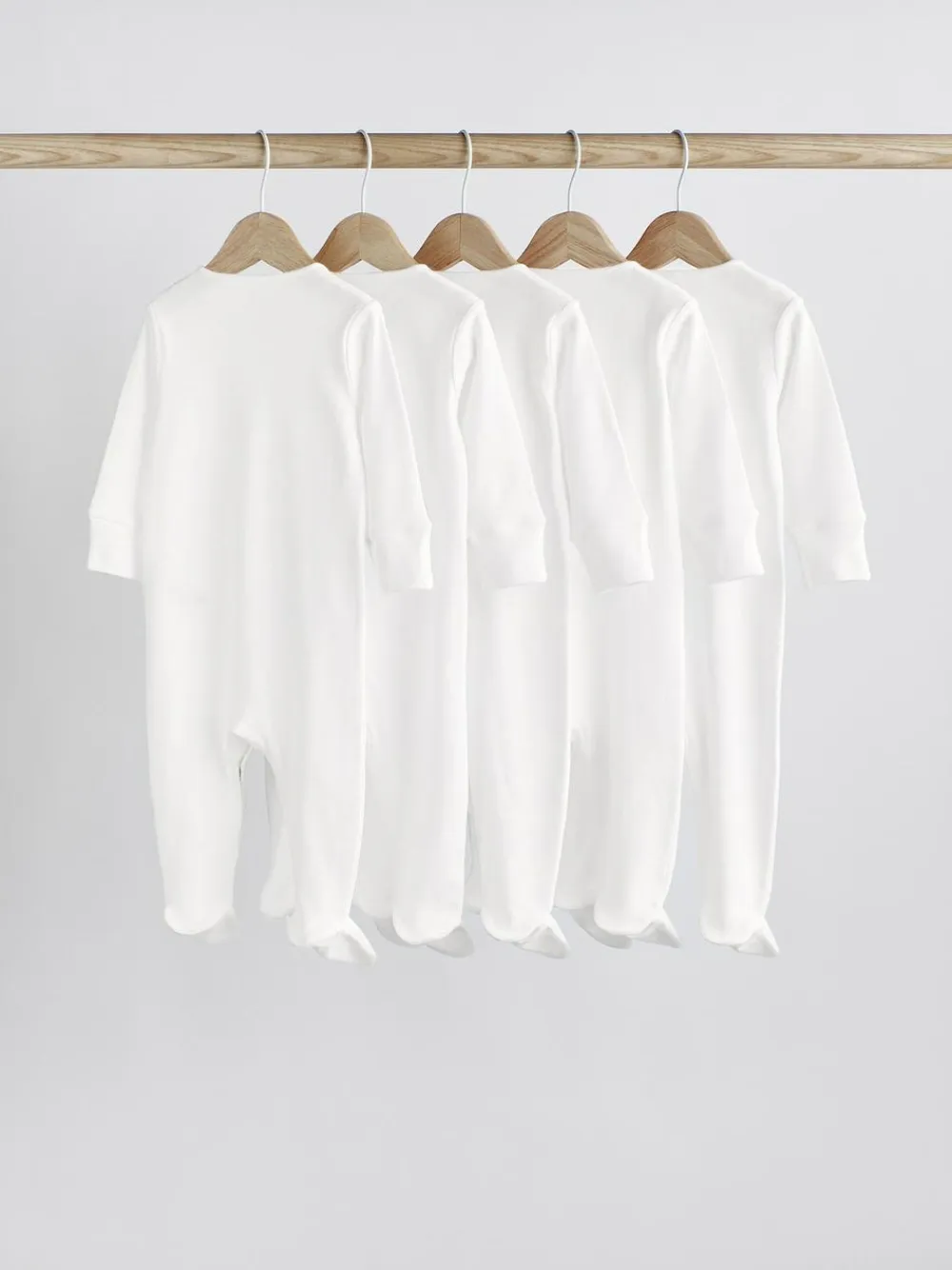 Next White 5 Pack 100% Cotton Baby Sleepsuits (0-18mths)^BOY Unisex|Nightwear