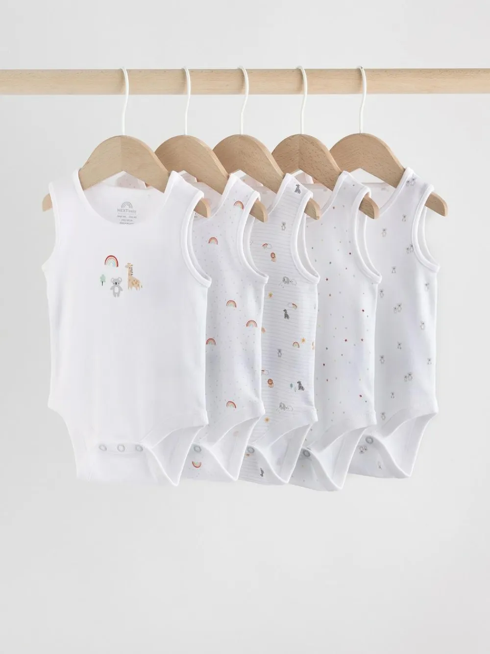 New Next White 5 Pack Baby Vest Bodysuits
