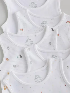 New Next White 5 Pack Baby Vest Bodysuits