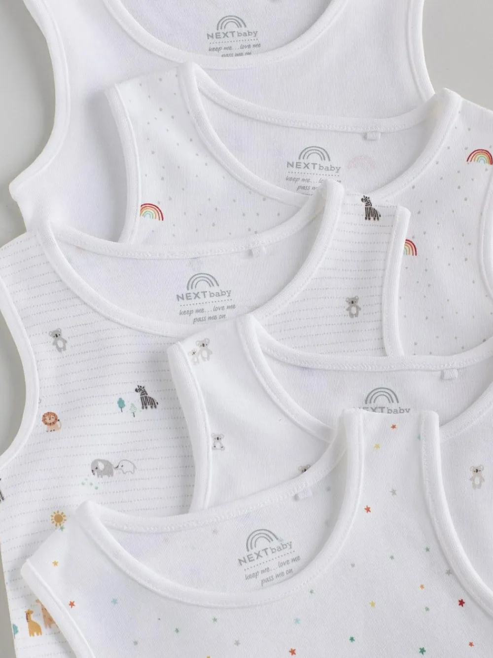 New Next White 5 Pack Baby Vest Bodysuits