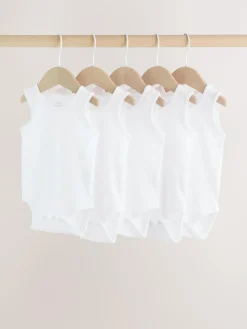 Next White 5 Pack Baby Vest Bodysuits^BOY Baby Boys|Baby Boys