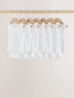 Best Next White 7 Pack Baby Vest Bodysuits
