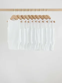 Outlet Next White 10 Pack Baby Vest Bodysuits