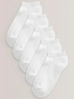 Next 5 Pack Cotton Rich Cushioned Sole Trainer Socks White