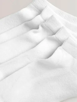 Next 5 Pack Cotton Rich Cushioned Sole Trainer Socks White