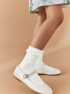 Next White 2 Pack Cotton Rich Heart Ruffle Ankle Socks^ Socks & Tights|Socks & Tights