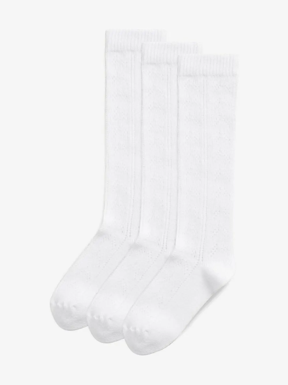 Clearance Next 3 Pack Cotton Rich Pointelle Knee High School Socks White