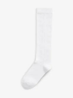 Clearance Next 3 Pack Cotton Rich Pointelle Knee High School Socks White