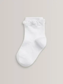 Next White 5 Pack Cotton Rich Ruffle Ankle Socks^ Socks & Tights|Socks & Tights