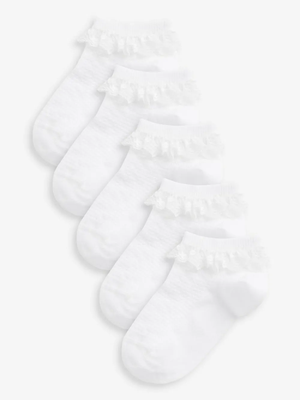 Next White 5 Pack Cotton Rich Ruffle Trainer Socks^ Socks & Tights|Socks & Tights