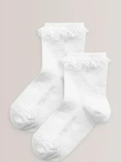 Next 2 Pack Cotton Rich Ruffle Ankle Socks^ Socks & Tights|Socks & Tights