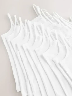 Next White 10 Pack Elastic Strappy Cami Vests (1.5-16yrs)^ Underwear|Vests