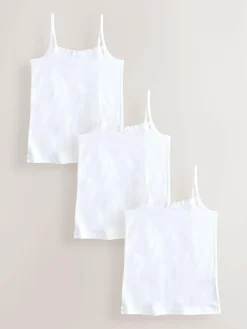 Next White 3 Pack Elastic Strappy Cami Vests (1.5-16yrs)^ Nightwear|Underwear