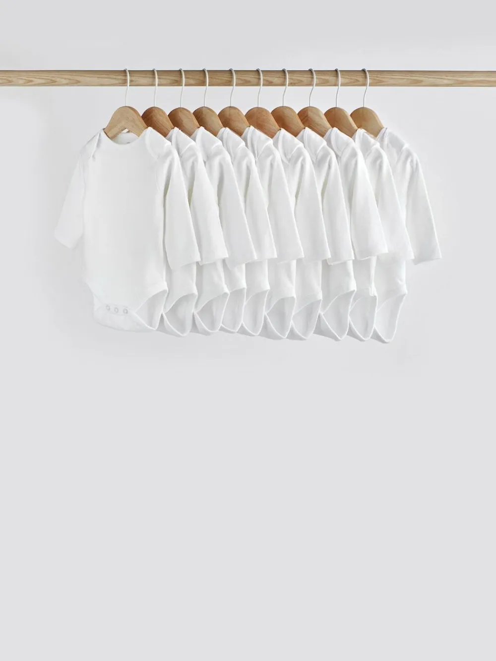 Hot Next White 10 Pack Essential Baby Long Sleeve Bodysuits