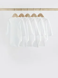 Hot Next White 5 Pack Essential Baby Long Sleeve Bodysuits