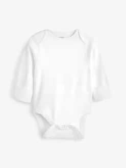 Next White 3 Pack Kind To Skin Long Sleeve Baby Bodysuits^BOY Unisex|Bodysuits & Vests
