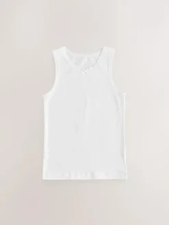 Next White 3 Pack Lace Trim Vest (1.5-16yrs)^ Tops|Nightwear