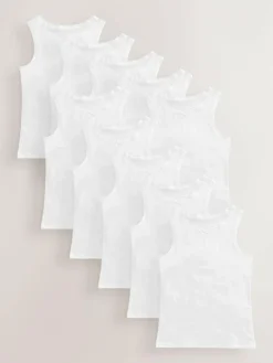Next White 10 Pack Lace Trim Vest (1.5-16yrs)^ Tops|Multipacks