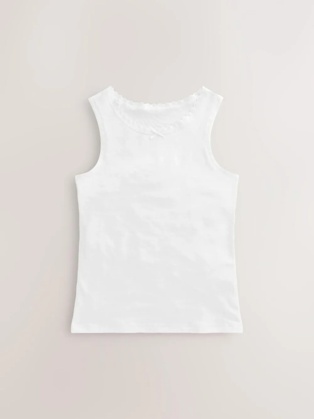 Next White 10 Pack Lace Trim Vest (1.5-16yrs)^ Tops|Multipacks