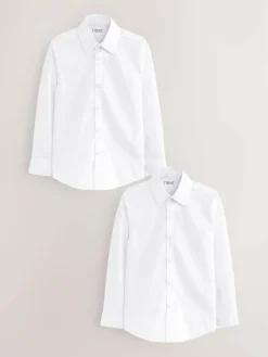 Next White 2 Pack Long Sleeve Stretch School Shirts (3-16yrs)^BOY Shirts