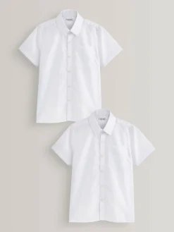 Next White 2 Pack Short Sleeve Stretch School Shirts (3-16yrs)^BOY Shirts