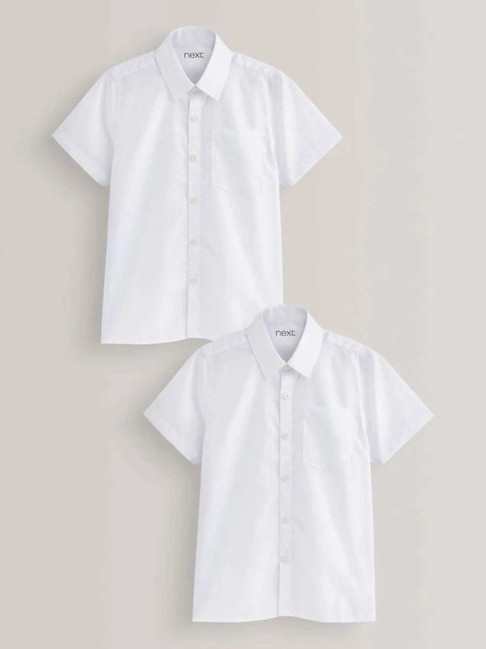 Next White 2 Pack Short Sleeve Stretch School Shirts (3-16yrs)^BOY Shirts