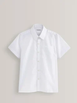 Next White 2 Pack Short Sleeve Stretch School Shirts (3-16yrs)^BOY Shirts