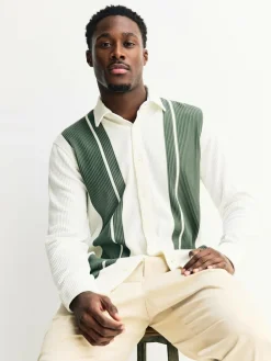 Hot Next Stripe Short Sleeve Jersey Shirt White / Sage Green