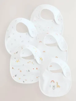 New Next White Animal Print Baby Bibs 5 Pack