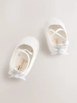 Sale Next White Baby Bow Occassion Shoes (0-24mths)
