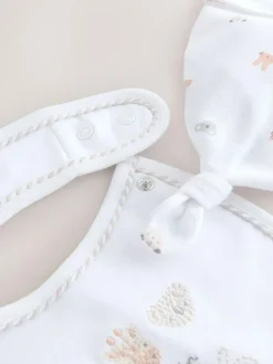 Clearance Next White Baby Sleepsuit and Hat Set (0-12mths)