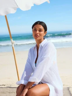 Discount Next White Beach Cover-Up Shirt