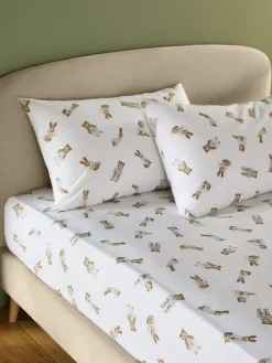 Next White Bertie Bear and Rosie Rabbit Fitted Sheet and Pillowcase Set^ Bedsheets & Pillow Cases