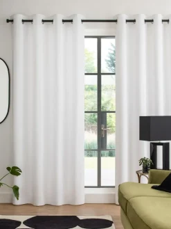 Next White Blackout/Thermal Cotton Eyelet Curtains^ Curtains & Blinds