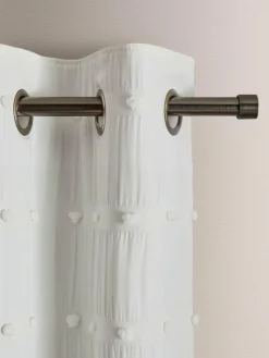 Online Next Bobble Pom Eyelet Blackout Curtains White