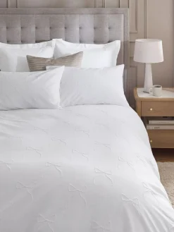 Outlet Next Bow Textured Print Duvet Cover and Pillowcase Set White