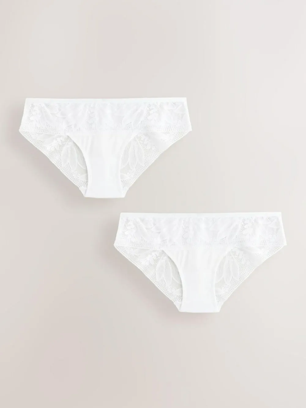 Clearance Next Brazilian Lace & Microfibre Knickers 2 Pack White