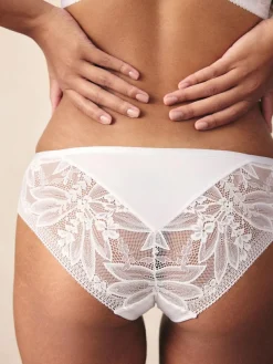 Clearance Next Brazilian Lace & Microfibre Knickers 2 Pack White
