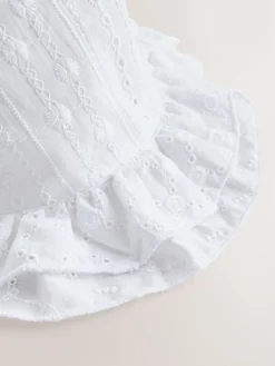 Next White Broderie Bucket Baby Hat (0mths-2yrs)^ Hats