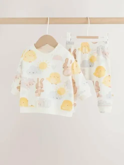 Hot Next White Bunny Character Print Easter Sweat and Leggings Baby Set (0mths-2yrs)