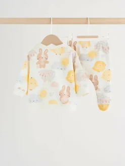 Hot Next White Bunny Character Print Easter Sweat and Leggings Baby Set (0mths-2yrs)