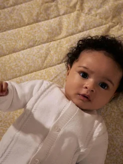 Next White Cable Knitted Baby Cardigan