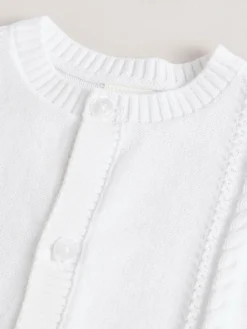 Next White Cable Knitted Baby Cardigan
