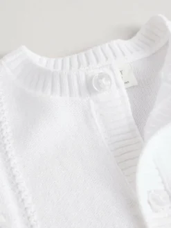 Next White Cable Knitted Baby Cardigan