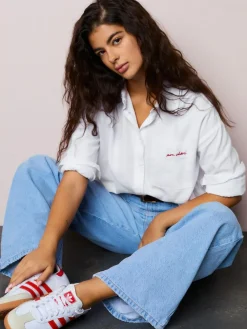 Next Casual Long Sleeve Cropped Shirt with Pocket Embroidery^Women Blouses & Shirts