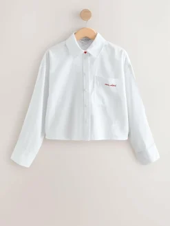 Next Casual Long Sleeve Cropped Shirt with Pocket Embroidery^Women Blouses & Shirts