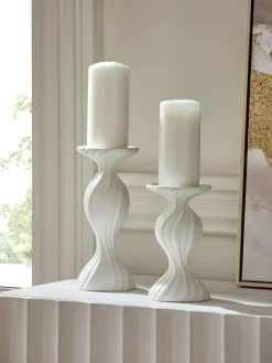 Discount Next White Ceramic Pleat Pillar Candle Holder